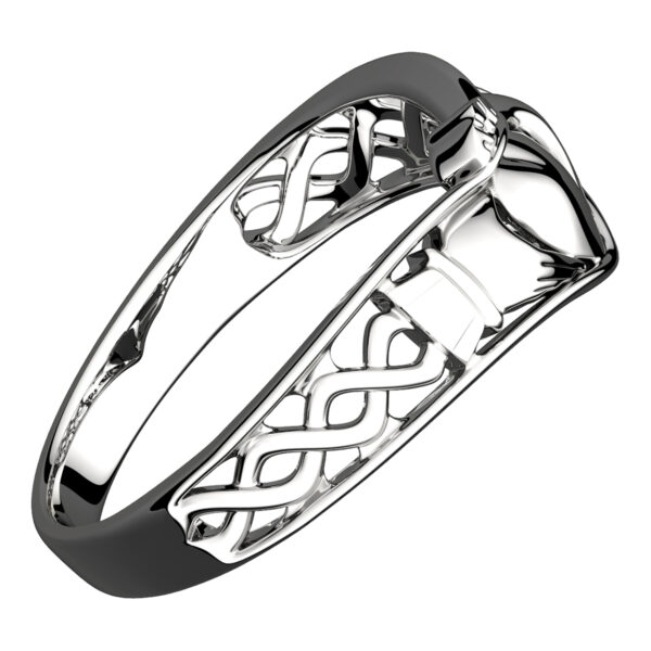 925 Sterling Silver Claddagh Ring with Half Covered Band and Celtic Knot Design