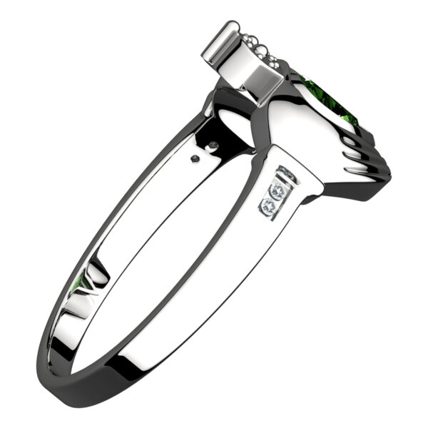 925 Sterling Silver Claddagh Ring with Crown and Emerald Green CZ Heart Embraced with Arms