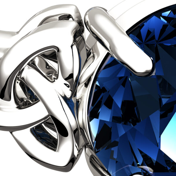 925 Sterling Silver Ring with Large Sapphire Blue CZ Stone and Celtic Trinity Knots