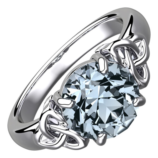 925 Sterling Silver Ring with Large Turquoise Blue CZ Stone and Celtic Trinity Knots
