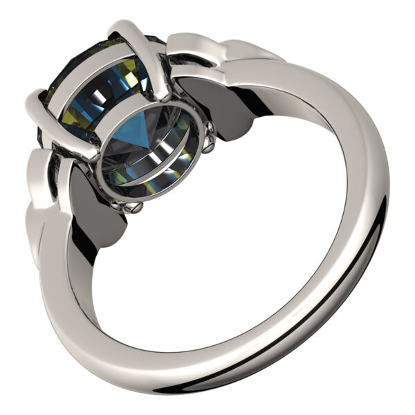 925 Sterling Silver Ring with Large Topaz Rainbow CZ Stone and Celtic Trinity Knots