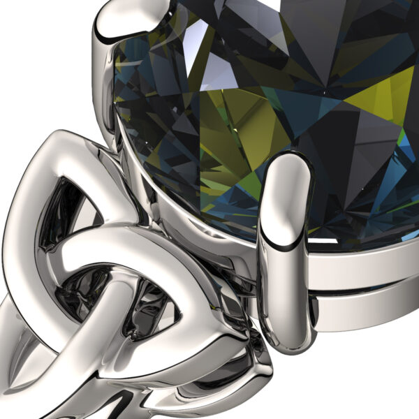 925 Sterling Silver Ring with Large Topaz Rainbow CZ Stone and Celtic Trinity Knots