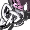 925 Sterling Silver Ring with Large Amethyst Color CZ Stone and Celtic Trinity Knots
