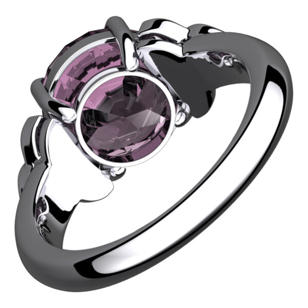 925 Sterling Silver Ring with Large Amethyst Color CZ Stone and Celtic Trinity Knots