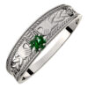 925 Sterling Silver Claddagh Ring with Heart Shaped Emerald Green Cubic Zirconia