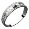 925 Sterling Silver Claddagh Ring with Heart Shaped Amethyst Purple Cubic Zirconia
