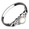 925 Sterling Silver Celtic Trinity Knot Ring Holding a White Round Pearl