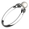 925 Sterling Silver Celtic Trinity Knot Ring Holding a White Round Pearl