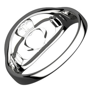 18K Gold Coated 925 Sterling Silver Claddagh Ring with Hands Clasping Heart and Crown