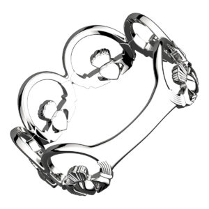 925 Sterling Silver Ring Chain of Claddaghs