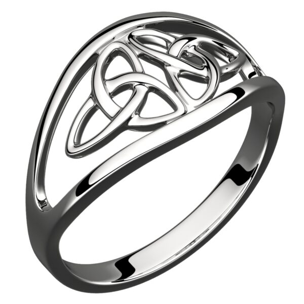 925 Sterling Silver Ring with Celtic Triquetra Cross of Doubled Trinity Knot