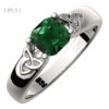 Celtic Ring with Emerald Green Zircon Square Stone and Trinity Knots Sparkling with Crystals UPCO Jewelry