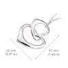 Sterling Silver Coated Pendant Necklace with Double Heart Design