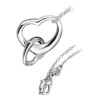Sterling Silver Coated Pendant Necklace with Double Heart Design