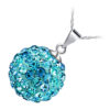Jewellery Set 925 Sterling Silver Coated Pendant Necklace and Earrings Adorned with Sparkling Crystal Balls - Aquamarine Sea Blue