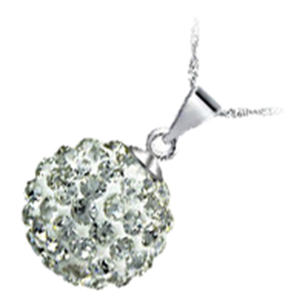 Jewellery Set 925 Sterling Silver Coated Pendant Necklace and Earrings Adorned with Sparkling Crystal Balls - Diamond Clear