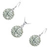 Jewellery Set 925 Sterling Silver Coated Pendant Necklace and Earrings Adorned with Sparkling Crystal Balls - Diamond Clear