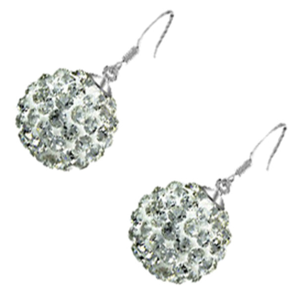 Jewellery Set 925 Sterling Silver Coated Pendant Necklace and Earrings Adorned with Sparkling Crystal Balls - Diamond Clear