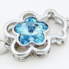 Jewellery Set 925 Sterling Silver Coated Pendant Necklace Earrings and Bracelet with Crystal Flower Held by Bear Animal - Turquoise Blue