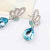 Jewellery Set 925 Sterling Silver Coated Pendant Necklace and Earrings with Teardrop Crystal and Butterfly Adorned with White Stones - Turquoise Blue
