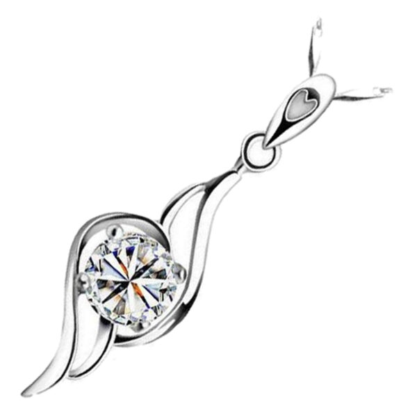 Jewellery Set 925 Sterling Silver Coated Pendant Necklace and Earrings Double Spiral Design Graced with Sparkling AAA Zircone Crystal - Diamond Clear