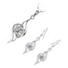 Jewellery Set 925 Sterling Silver Coated Pendant Necklace and Earrings Double Spiral Design Graced with Sparkling AAA Zircone Crystal