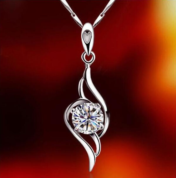 Jewellery Set 925 Sterling Silver Coated Pendant Necklace and Earrings Double Spiral Design Graced with Sparkling AAA Zircone Crystal - Diamond Clear