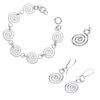 Precious Metal Coated Celtic Spiral Jewellery Set Bracelet, Earrings, and Pendant Necklace - Sterling Silver