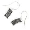 925 Sterling Silver Set of Earrings and Pendant Necklace Rectangular Celtic Newgrange Spirals in Enamel - Black