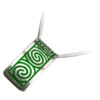925 Sterling Silver Set of Earrings and Pendant Necklace Rectangular Celtic Newgrange Spirals in Enamel - Green